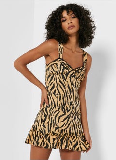 Buy Strappy Lace Detail Printed Dress in Saudi Arabia