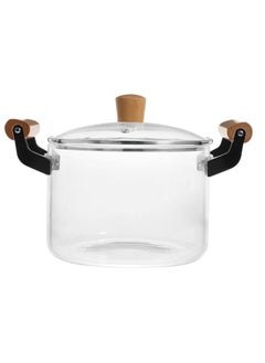 Buy Voidrop Glass Saucepan With Cover Heat-resistant Glass Stovetop Cooking Pot With Lid And Wooden Handle, Multi-Function Stew Pot Instant For Home Kitchen Restaurant Transparent cooking pot Medium 2820M in UAE