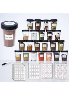 اشتري 24 Pcs Spice Jars Storage Containerstrue 4 Ozheavy Calibre Jars Not Need Collapsible Funnel With Lids Spice Labels Stickerspetg Materials (Black) في الامارات