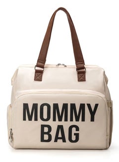 Buy Simple shoulder bag, large capacity mom bag, multifunctional mother and baby backpack, fashionable and multi-functional（Rice White） in UAE