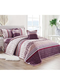 Buy 4 Pieces Velvet Comforter set for All Season Single Size 160x210 Cm Bedding Set Double Side Square Stitched Heavy Floral Pattern Multicolour in Saudi Arabia