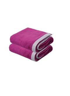 اشتري 2 Piece Oversized Velour Luxury Beach Towel -Fluffy Velour Cotton 90 x 165 Cm-  450 GSM 100 % Cotton في الامارات