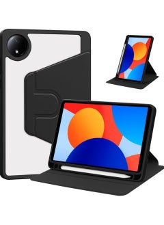 Buy Rotating Case Compatible with Xiaomi Redmi Pad SE 8.7 Inch (2024),with Pen Holder, 360 Degree Rotation Protective Stand Cover Clear Back, Auto Wake/Sleep (Black) in Saudi Arabia