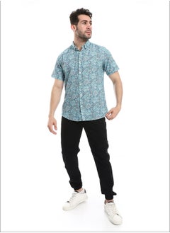 اشتري Paisley Pattern Summer Half Sleeves Shirt_Jade Blue في مصر