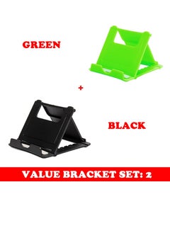 اشتري Cell Phone Stand, Portable And Foldable Desk Phone Holder, Adjustable Angle Smartphone Support Tablet Stand, Compact And Durable Universal Desk Stand For All Mobile Smart Phone, (Black And Green) في الامارات