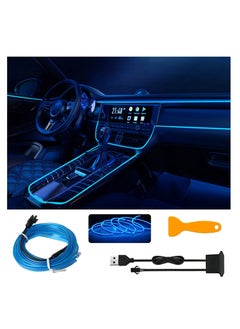 Buy EL Wire Car Interior LED Light Bar, USB Neon Cold Light Ambient Light with 6mm Sewing Edge, Ambient Lighting Kit for Car Interior Trim, Garden Decorations (5M/16.4FT, Blue) in UAE