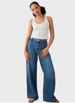 Buy High Waist Wide Leg Jeans in UAE