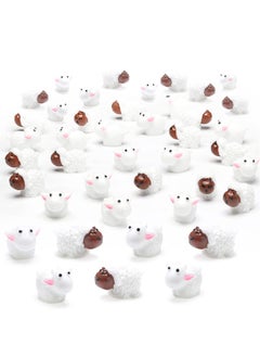 اشتري 120 Pcs Resin Cute Sheeps Miniature Figurines Sheeps Cake Topper Fairy Garden Miniature Moss Landscape DIY Terrarium Crafts Ornament Accessories for Home Décor في السعودية