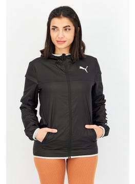 Buy Women Sportswear Fit Brand Logo Windbreaker Training Jacket, Black in UAE