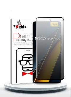 Buy HD Privacy Tempered Glass Screen Protector for Xiaomi Poco X6 Pro - Anti Bubbles 9H Hardness 0.33 mm Rounded Edges Easy Installation in Saudi Arabia