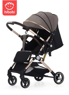 اشتري Two-Way Push High View Portable Folding Stroller Available for Boarding - Brown في السعودية