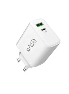 Buy USB Cable Adapter EURO PIN Type A, C - FAST CHARGING C-C, Cable Charger White in UAE