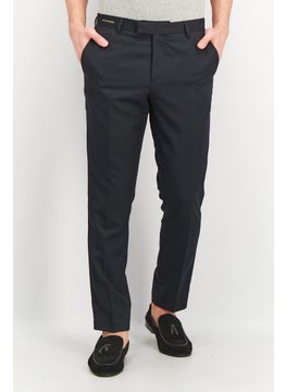 Buy Men Slim Fit Plaid Regular Dress Pants, Black in UAE