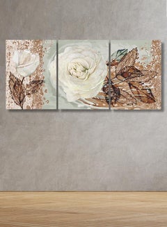 اشتري لوحة جدارية فنية لتزين الحائط بتصميم أزهار  ، ثلاث قطع ،مقاس ( 120X60cm) في السعودية