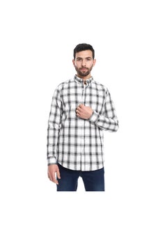 Buy Turn Down Collar Plaid Pattern Shirt - White & Black in Egypt