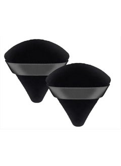 Buy 2 Pcs Soft Velvet Face Makeup Triangle Powder Puff Black in UAE