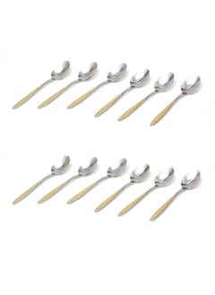 اشتري Set of 12 Stainless Steel Coffee Spoon – 14cm Golden Design, Elegant and Durable في الامارات