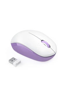 اشتري ماوس ضوئي صغير محمول مع 2.4G USB استقبال الفئران عديمة الضوضاء أبيض أرجواني سليم الكمبيوتر المحمول الكمبيوتر الماوس اللاسلكي في الامارات