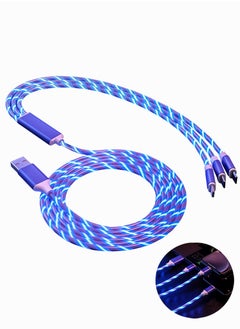 Buy Multi USB Cable 3 in 1, Flowing Charging Cable Shining, Glow in The Dark USB Car Charger Cable, Visible Light Up Led Charger, for iOS Phone Android USB Type C Cable (1.2m) in Saudi Arabia