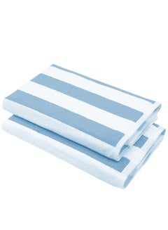 Buy Beach Towel 100% Cotton , Pool Light Blue Stripe , 70 x 180cm in Egypt