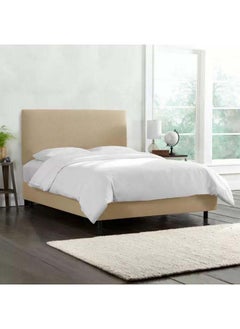 Buy Elite Collection: Swedish Wood Queen Bed - Dark Beige Grandeur (180x200x140) by Alhome in Saudi Arabia