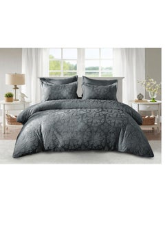 Buy Comforter set Bedding Set Luxury Cotton with fixed duvet and Pillow Cover Bed Linen Sheet bed sheet grey in UAE