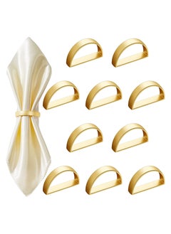 Buy Napkin Rings, 10Pcs Gold Stainless Steel Napkin Ring Holders, Modern Design Ring Holder Metal Semicircle Serviette Buckles Metallic Adornment, for Table Settings Kitchen Dinner Party Wedding in UAE