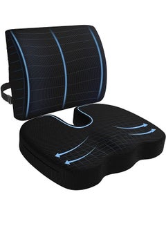 اشتري Seat Cushion and Lumbar Support Pillow for Office Chair Memory Foam في السعودية