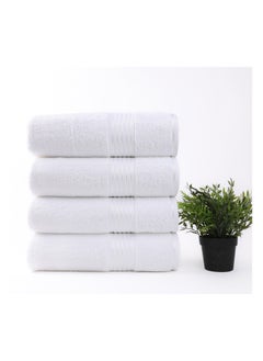 Buy White Rose 4-Piece Towel Set, 100% Premium Cotton 550 GSM Superior Quality, Quick Dry Highly Absorbent Thick Bathroom Soft Hotel Towels for Bath And Spa, Towel Set Includes 4 Bath Towels (75x145 cm)White in Saudi Arabia