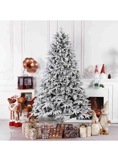 Buy White Christmas Tree Flocked Spruce Snowy Holiday Xmas Tree for Home and Office 150cm/ 180cm/ 210cm/ 240cm Tall,Easy Assembly,Metal Stand in UAE