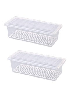 Buy Food Storage Container Space Saver Refrigerator Organizer with Removable Drain Tray (2.5L/pc)- 2 Pieces in UAE