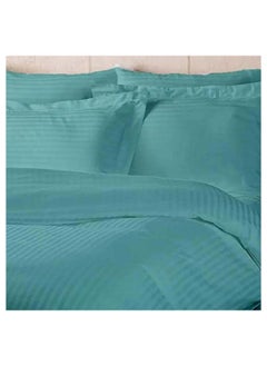 Buy HOTEL COLLECTION Stripe Single Teal Blue Duvet Cover set with Single Pillow Case 160x220 cm in UAE