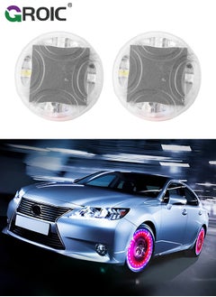 اشتري 2Pcs Car Tire Wheel Valve Cap Lights, Car Hub Lamp Cap Light with Motion Sensors Colorful LED Tire Light Gas Nozzle,for Car Bicycle Motorcycles with Mounting Accessories في الامارات