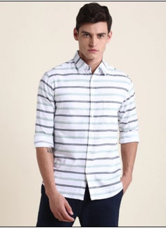 اشتري Men's White Slim Fit Cotton Casual Shirt في السعودية