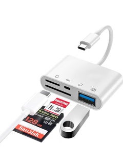 Buy USB C SD Card Reader Adapter 4 Ports, Camera Memory SD Card Reader for iPhone 15, USB C Male to USB Female Micro SD TF Power Charging Splitter for iPad Pro, MacBook Pro and More USB C Devices in UAE