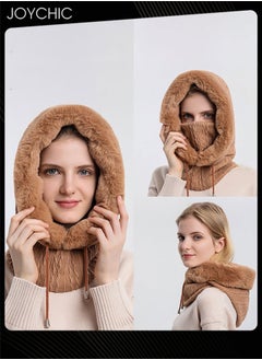 اشتري Autumn and Winter Women Outdoor Cycling Cold Protection Pullover Hat Warm Neck Mask Brown في السعودية