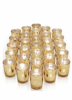 Buy 12Pcs Gold Votive Candle Holders for Table - Glass Votives Gold Candle Holder - Candle Holder for Wedding Centerpieces & Party Decorations Valentine's Table Decor in Saudi Arabia