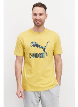 Buy Men Sportswear Fit Outdoor T-Shirt, Mustard in UAE