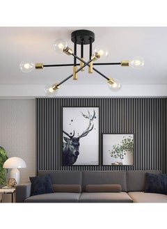 Buy Sputnik Chandelier Industrial Semi Flush Mount Pendant Lamp Modern Ceiling Light Fixture for Kitchen Dining Bedroom Room, without bulbs in Saudi Arabia