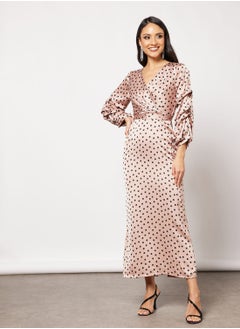 Buy Polka Dot Satin Dress in Saudi Arabia