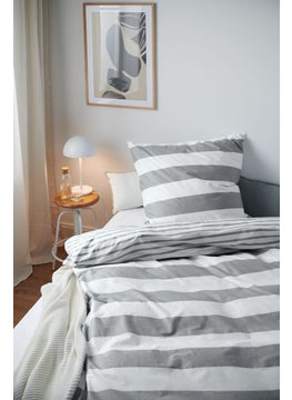 اشتري Single Linen Duvet Cover 80 x 80 cm, Grey/White في الامارات