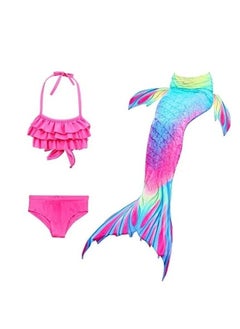 Buy Cutie Cute Mermaid Tail Girl's Swimsuit Set 3 Pcs for Girls Swimming Swimsuits Princess Bikini Set for Toddler Big Girls Birthday Gift Without Fin(2-12 Years) in UAE