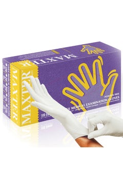 Buy MAXTER White Latex Gloves M Medical Exam Powder Free Disposable Gloves 100 pcs per box MEDIUM (M) in UAE