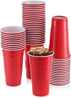 اشتري 50 pieces Red Plastic Cups 16 Oz Reusable Party Cup Disposable Cup Big Birthday في مصر