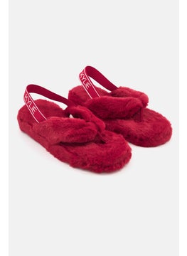 Buy Women Sling Back Brand Logo Slippers, Red in Saudi Arabia