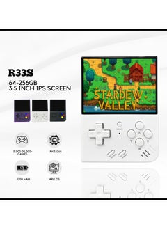 اشتري GAME CONSOLE R33S Handheld Retro Gaming Console Linux System with 128G TF Card, Preloaded with 15000+ Games, Retro Video Game Console 3.5-inch IPS Screen (White 128G) في السعودية