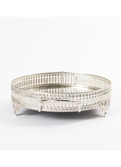 Buy Inci Large Round Tray, Silver - 35 cm in UAE