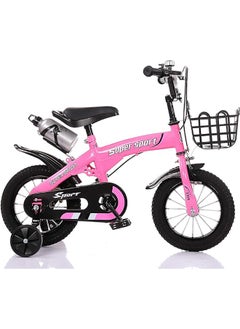 Buy Children's Bikes with Training Wheels and Water Bottle 18 ", Pink, Size S in Saudi Arabia