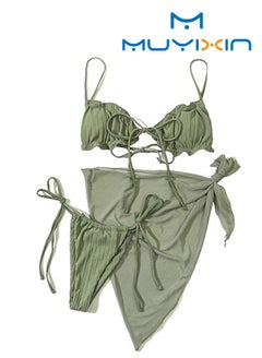 Buy Fashion Mania Women's Wrap Triangle Bikini Bathing Suits with Mesh Beach Skirt 3 Piece Swimsuits in Saudi Arabia