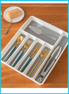 Buy Silverware Drawer Organizer Tray, 6-Slot Large Utensil Drawer Organizer Cutlery Drawer Organizer, No-Slip Kitchen Utensil Organizer for Kitchen, Office, Bathroom (6 Slot) in Saudi Arabia